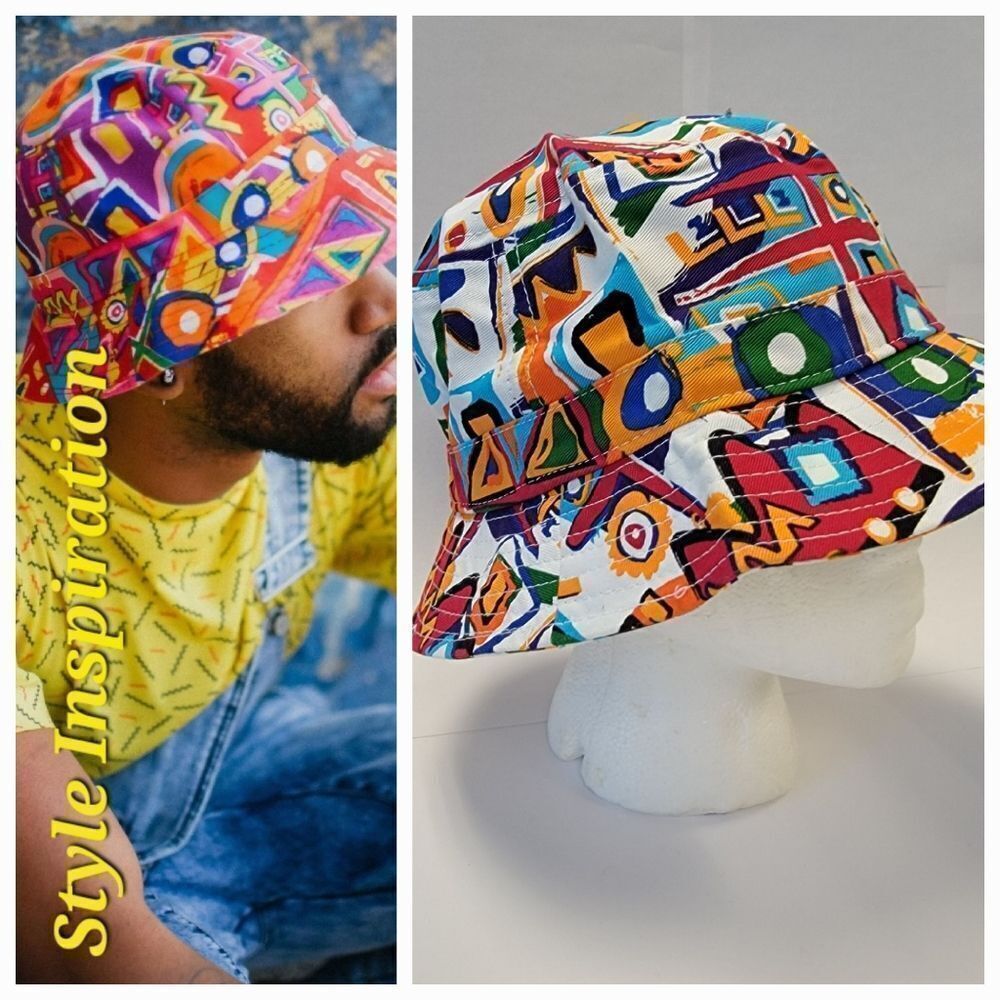 KBEthos Art Deco Abstract Streetwear Multicolor Bucket Hat One Size